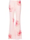 Kenzo Rose Print Flared Pants In 粉色