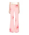 Kenzo Rose Print Flared Pants In Pink