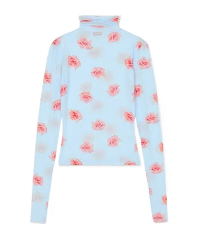 Kenzo Rose Print Long-sleeved Blouse In Multicolor