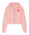 Kenzo Rose-print Zipped Hoodie In Pink