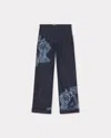 Kenzo Rose Patterned Jeans Pants In Teal