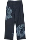 Kenzo Rose Patterned Jeans Pants In Blue