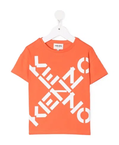 Kenzo Round Collar Logo Short-sleeved T-shirt In Red