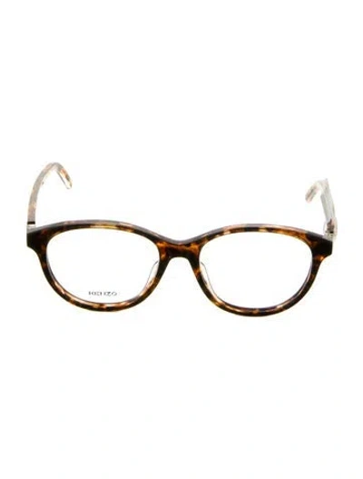 Pre-owned Kenzo Round Eyeglasses In Brown