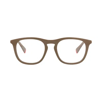 Pre-owned Kenzo Round-frame Acetate Optical Frames 'beige/transparent' | Tan | Men's Size Onesize In Brown