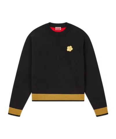 Kenzo Round-neck And Long-sleeved Sweater In Black