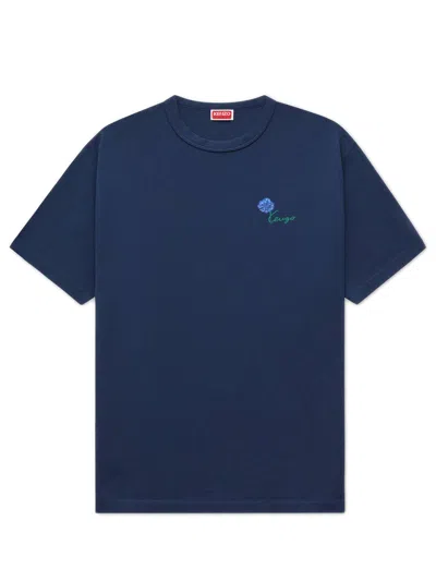 Kenzo Round Neck Graphic Tee In Medium In Blu