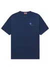 Kenzo Tulip Embroidered Cotton T-shirt In Blu