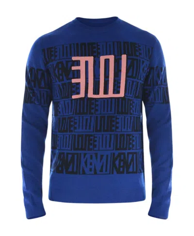 Kenzo Round Neck Knitted Sweater In Blue