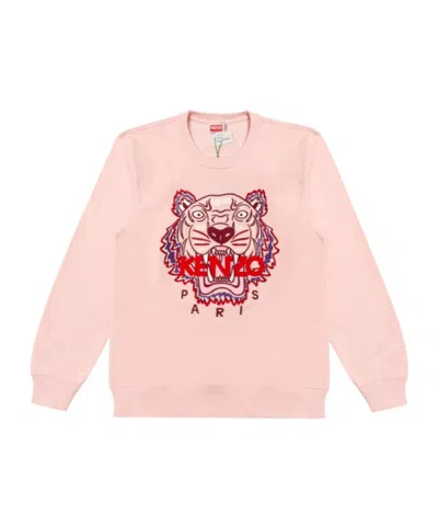 Kenzo Round-necked Logo Sweater In Pink