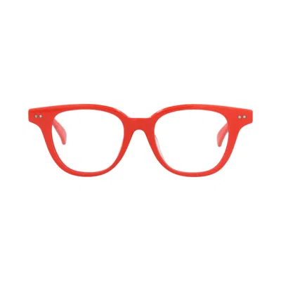 Pre-owned Kenzo Round-frame Acetate Optical Frames 'red/transparent' | Men's Size Onesize