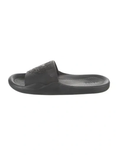 Pre-owned Kenzo Rubber Graphic Print Slides In Black