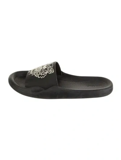 Pre-owned Kenzo Rubber Graphic Print Slides In Green