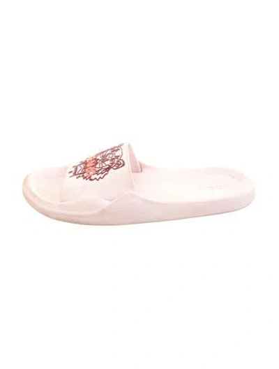 Pre-owned Kenzo Rubber Graphic Print Slides In Pink