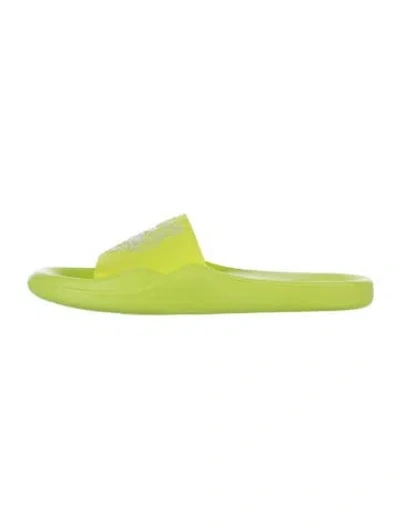 Pre-owned Kenzo Rubber Graphic Print Slides W/ Tags In Green