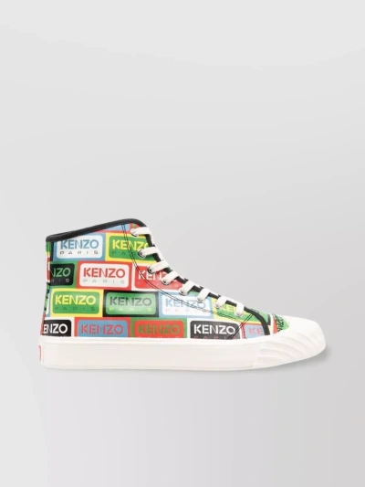 Kenzo Rubber Sole High-top Sneakers With Round Toe In White