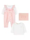 Kenzo Ruffle-trim Babygrow Set In Pink