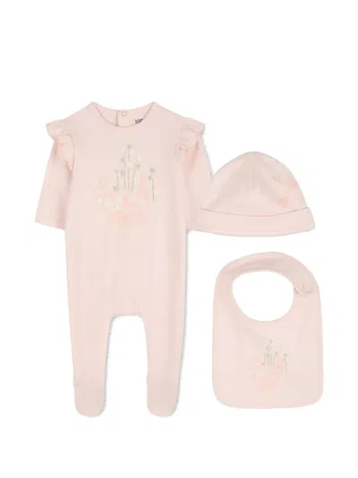 Kenzo Ruffled-detail Babygrow Set In Pink