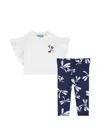 Kenzo Ruffled Dragonfly-print Set In White
