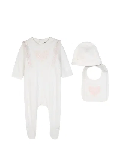 Kenzo Ruffled Heart-print Babywear Set In White