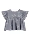 Kenzo Ruffled Printed Blouse In Gray
