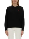 Kenzo Logo Embroidered Crewneck Sweatshirt In Black