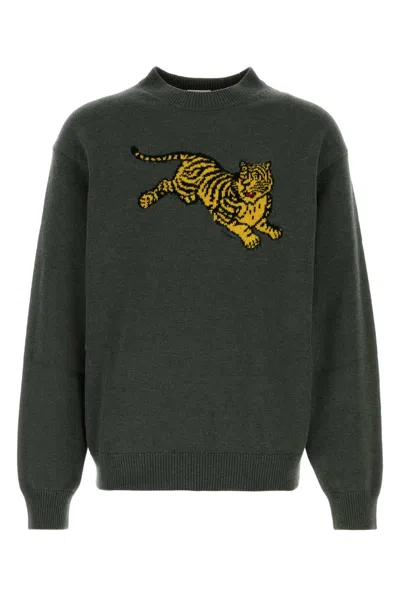 Kenzo Khaki Wool Blend Sweater In Green