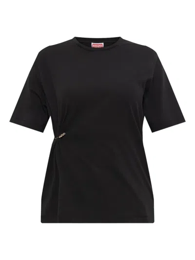 Kenzo Safety-pin Detail T-shirt In Black