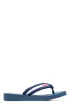 Kenzo Logo Patch Striped Flip-flops - Men's - Rubber/fabric In Blue