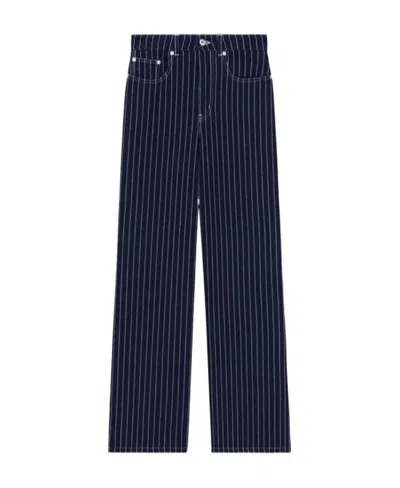 Kenzo Sashiko Stitch Wide Leg Jeans In Black