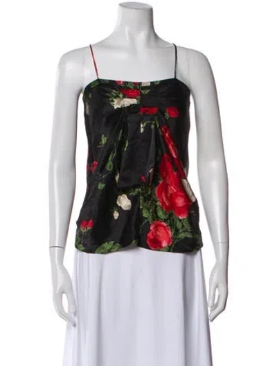 Pre-owned Kenzo Satin Floral Print Top In White