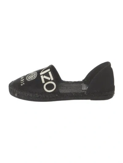 Pre-owned Kenzo Satin Graphic Print Espadrilles In Black