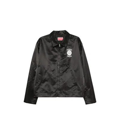 Kenzo Satin-logo Lightweight Jacket In Black