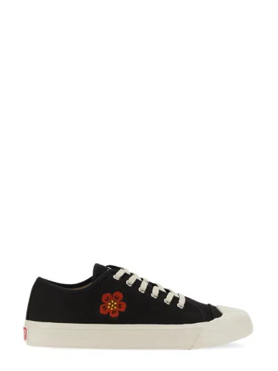 Kenzo Embroidered-motif Canvas Sneakers In Black