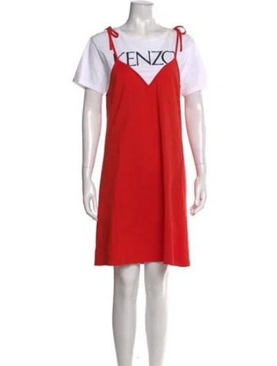 Pre-owned Kenzo Scoop Neck Knee-length Dress In Red