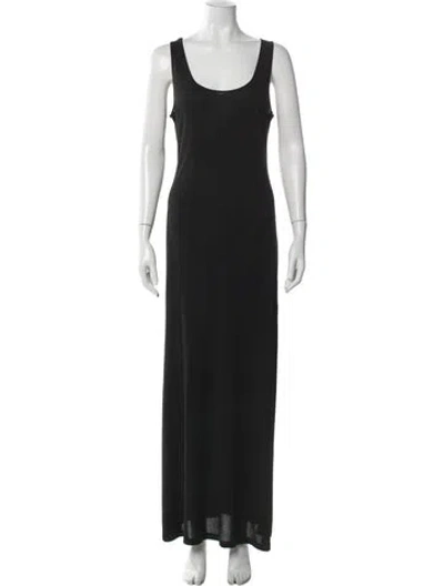Pre-owned Kenzo Scoop Neck Long Dress In Black