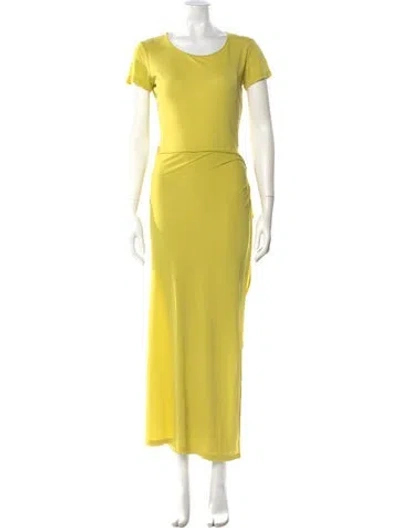 Pre-owned Kenzo Scoop Neck Long Dress In Yellow