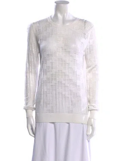 Pre-owned Kenzo Scoop Neck Sweater In White