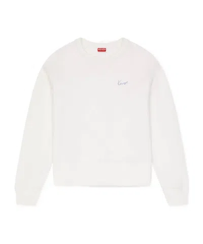 Kenzo Logo-embroidered Raglan-sleeve Sweatshirt In White