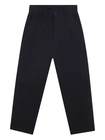 Kenzo Kids' Seersucker High-waisted Trousers In Black