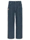 Kenzo Monkey Workwear Jeans With Seigaiha Print In Blue