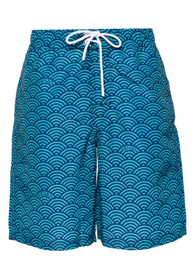 KENZO SEIGAIHA-PRINT SWIM SHORTS