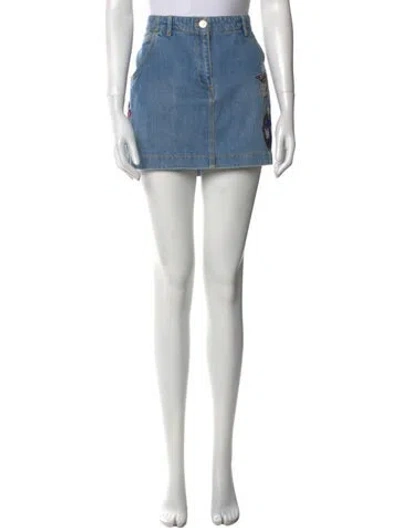 Pre-owned Kenzo Sequin Embellishments Mini Skirt In Blue