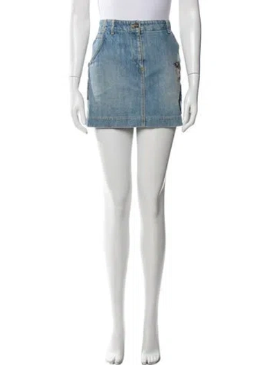 Pre-owned Kenzo Sequin Embellishments Mini Skirt In Blue