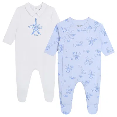 Kenzo Logo-print Babygrow Set (set Of Two) In Azzurra