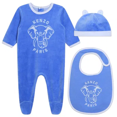 Kenzo Babies' Set Tutina Con Stampa In Blue