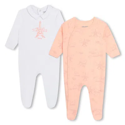 Kenzo Babies' Set Tutina Con Stampa In Pink