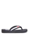 Kenzo Logo-patch Striped Flip Flops In Black