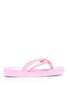 Kenzo Logo-patch Striped Flip Flops In Nude & Neutrals
