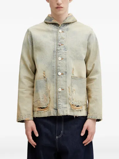 Kenzo Shawl Chore Jacket In Japanese Denim In Multi